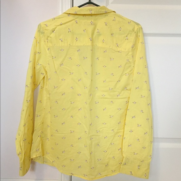 Bright Yellow Shirt with Birds Pattern for Women - Picture 2 of 3